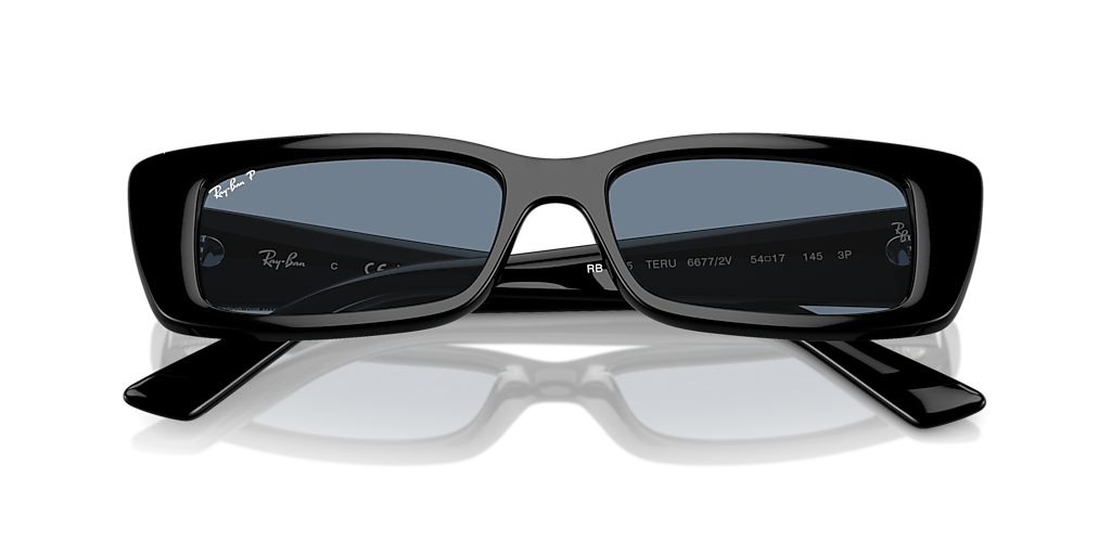 Ray-Ban Teru ブラック スクエア サングラス 54 Ray-Ban Teru M (54 - 17) with Blue lenses and Black frame