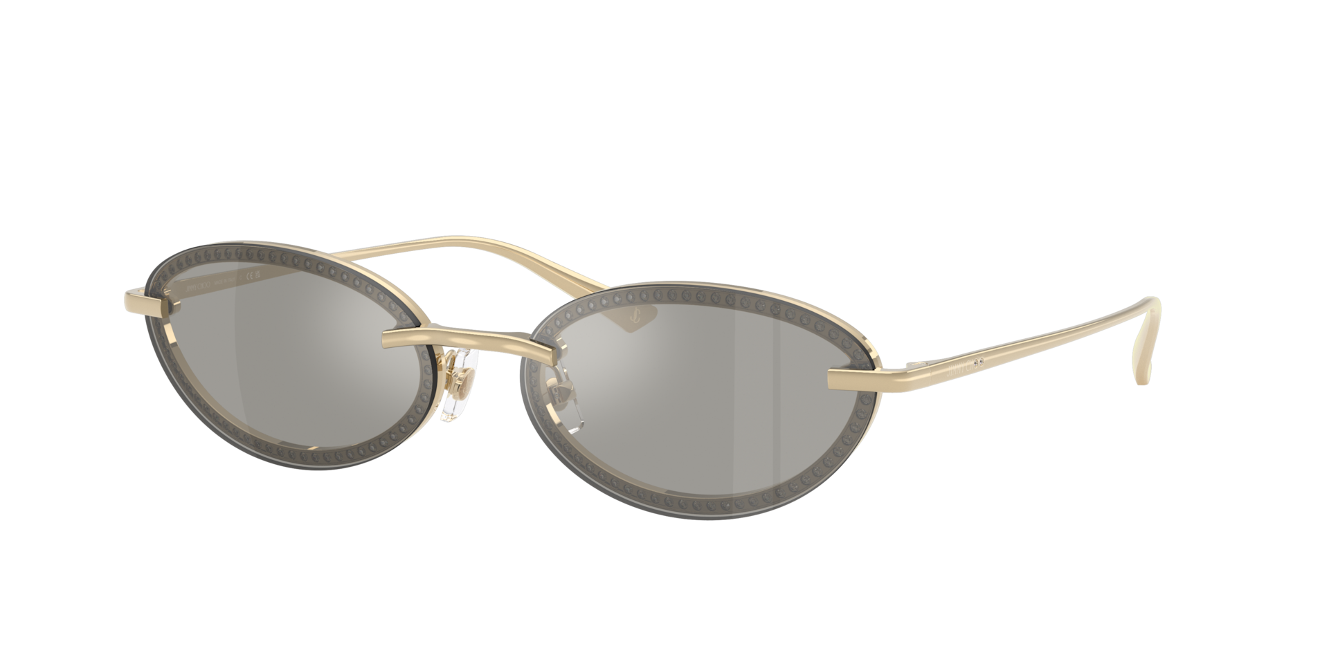 Jimmy Choo Frau Sunglass JC4020B - Rahmenfarbe: Hellgold, Linsenfarbe: Hellgrau verspiegelt Silber