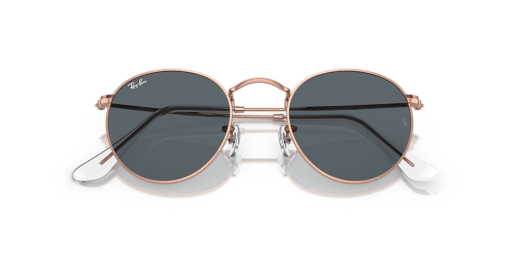 Ray-Ban Round Metal Rose Gold S (50 - 21) with Blue lenses and