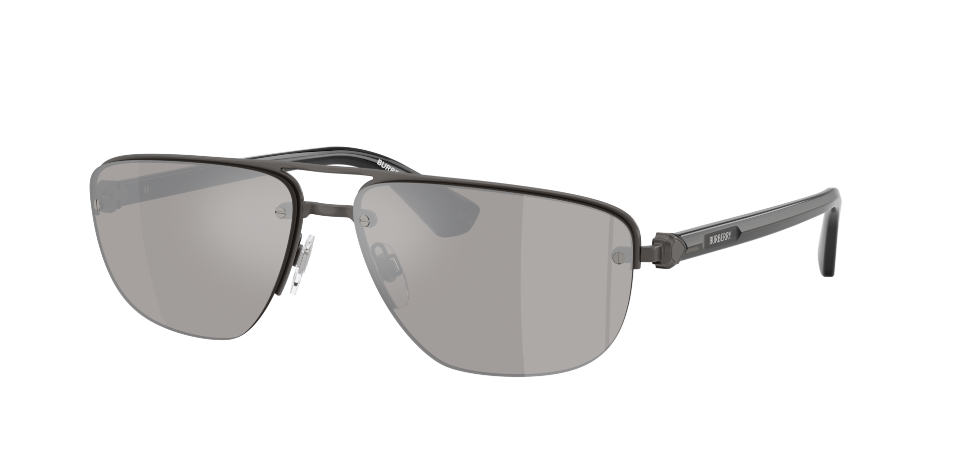 Burberry Man Sunglass BE3164 -  Frame color: Matte Grey, Lens color: Light Grey Mirror Silver