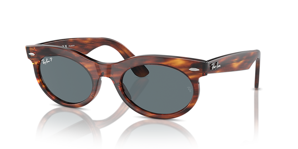 Ray-Ban Wayfarer Oval M (50 - 22) with Blue lenses and Brown frame