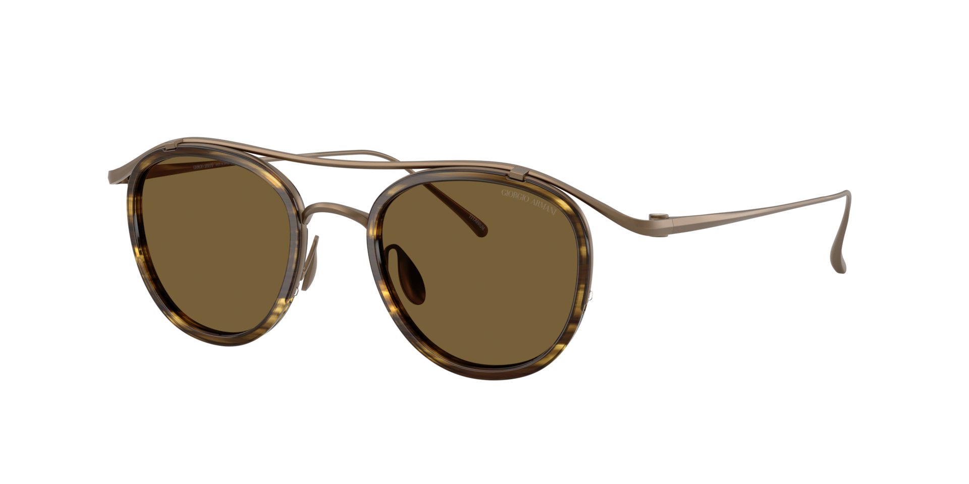 Giorgio Armani Man Sunglass AR6179T - Frame color: Matte Pale Gold, Lens color: Dark Brown
