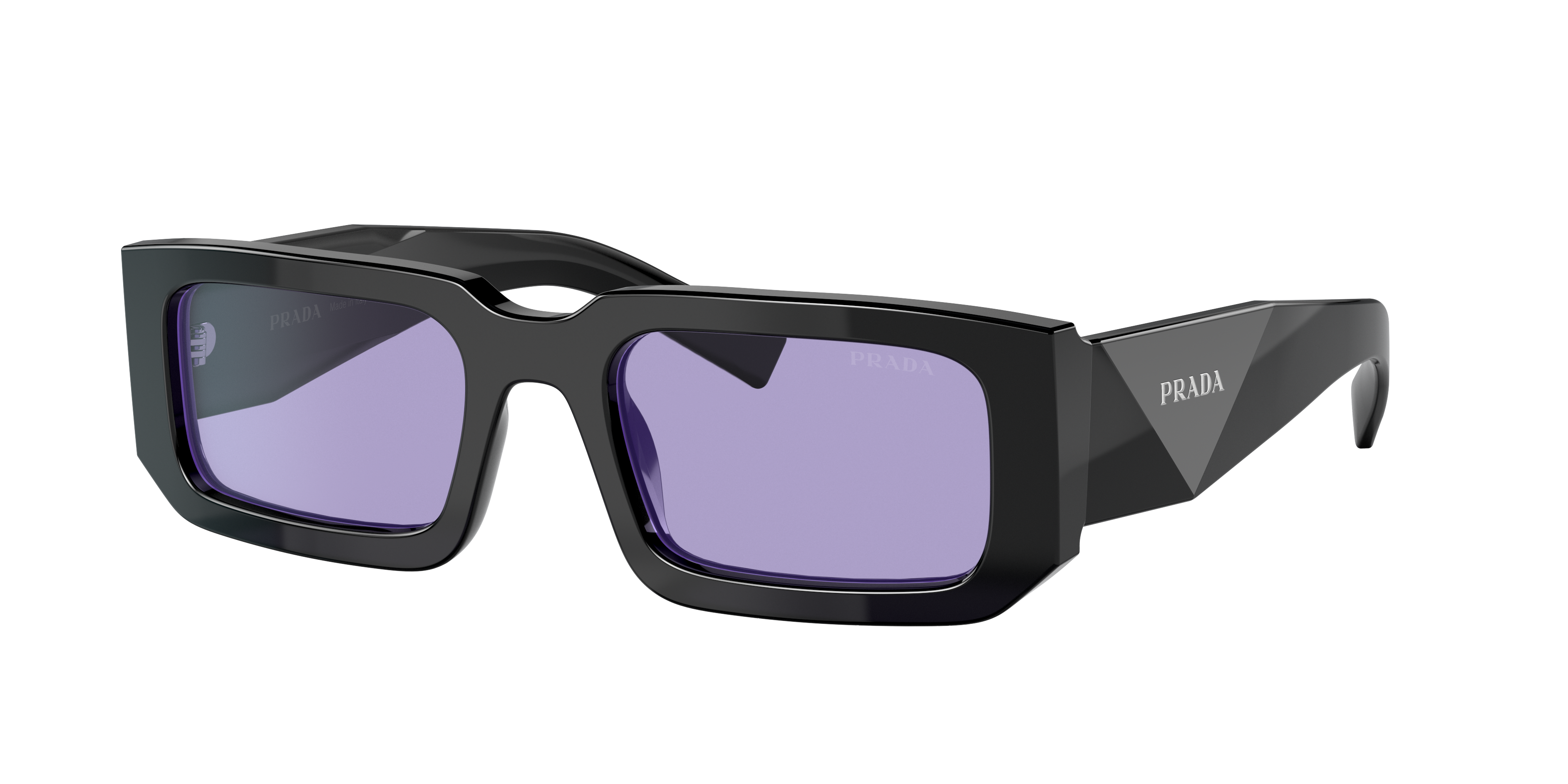 PRADA スクエア型 サングラス ブラック/パープル　PR06YS Prada PR 06YS M (53 - 21) with Violet lenses and Black frame