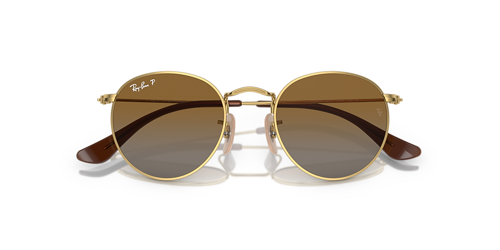 Ray-Ban Women\'s Gold Round Sunglasses with Brown Gradient Lenses Ray-Ban Oval RB3547 Sunglasses 001/51 Arista - eye-oo.com main image 4
