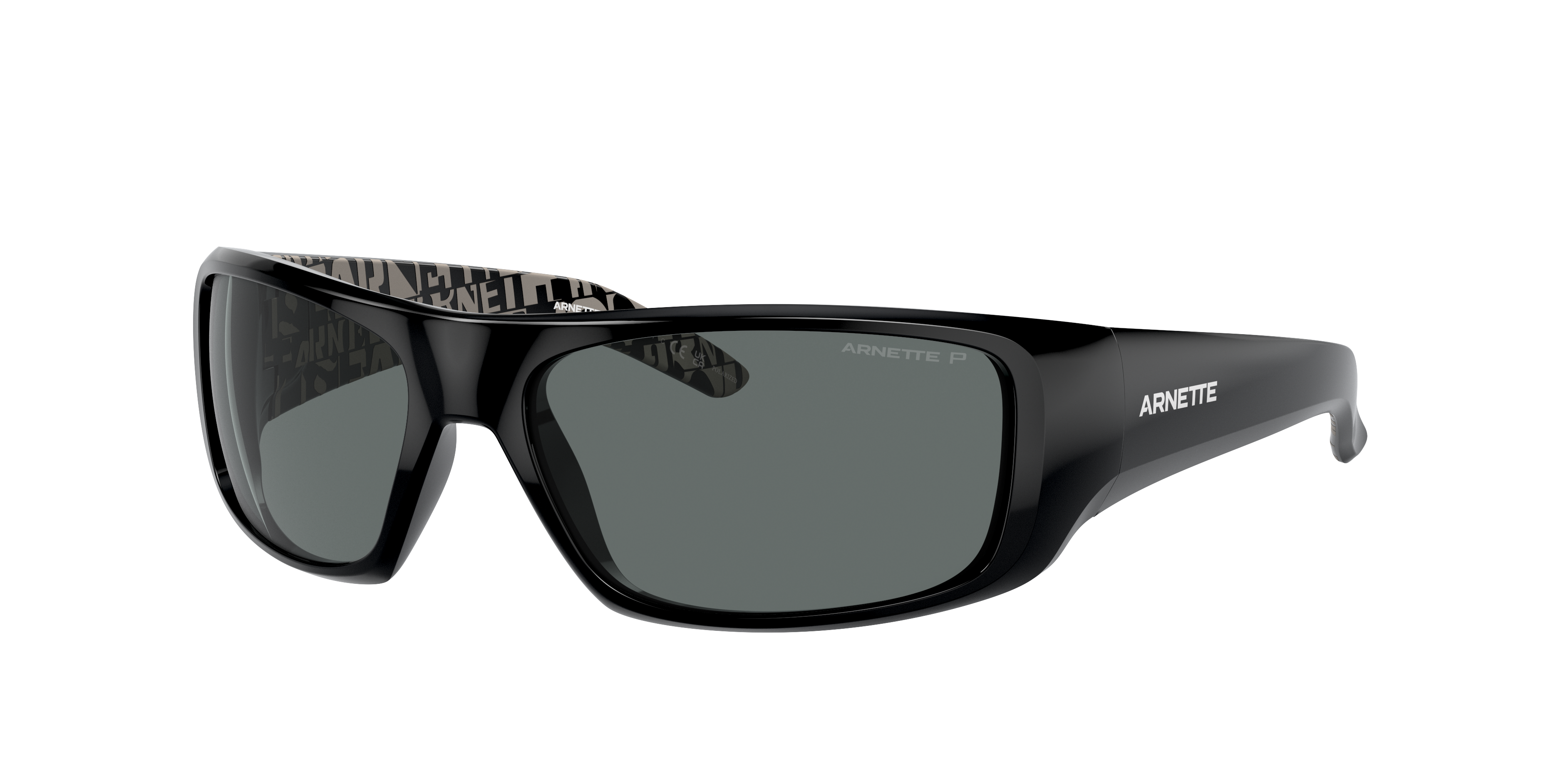 Arnette Man Sunglass Hot Shot -  Frame color: Shiny Black, Lens color: Polarized Dark Grey