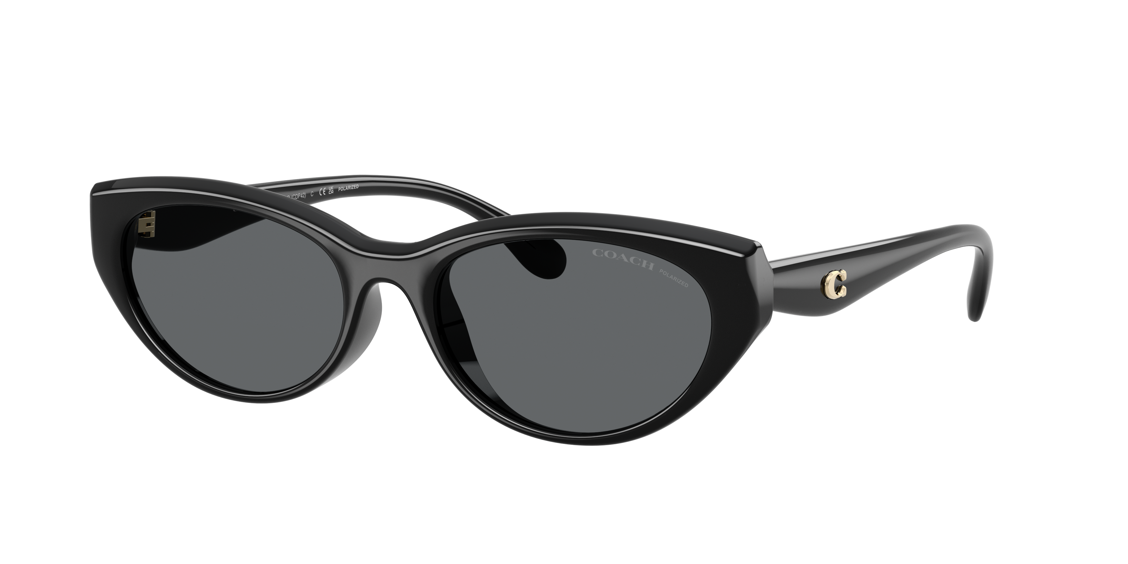 Coach Woman Sunglass CDP42 -  Frame color: Black, Lens color: Grey Solid Polarized