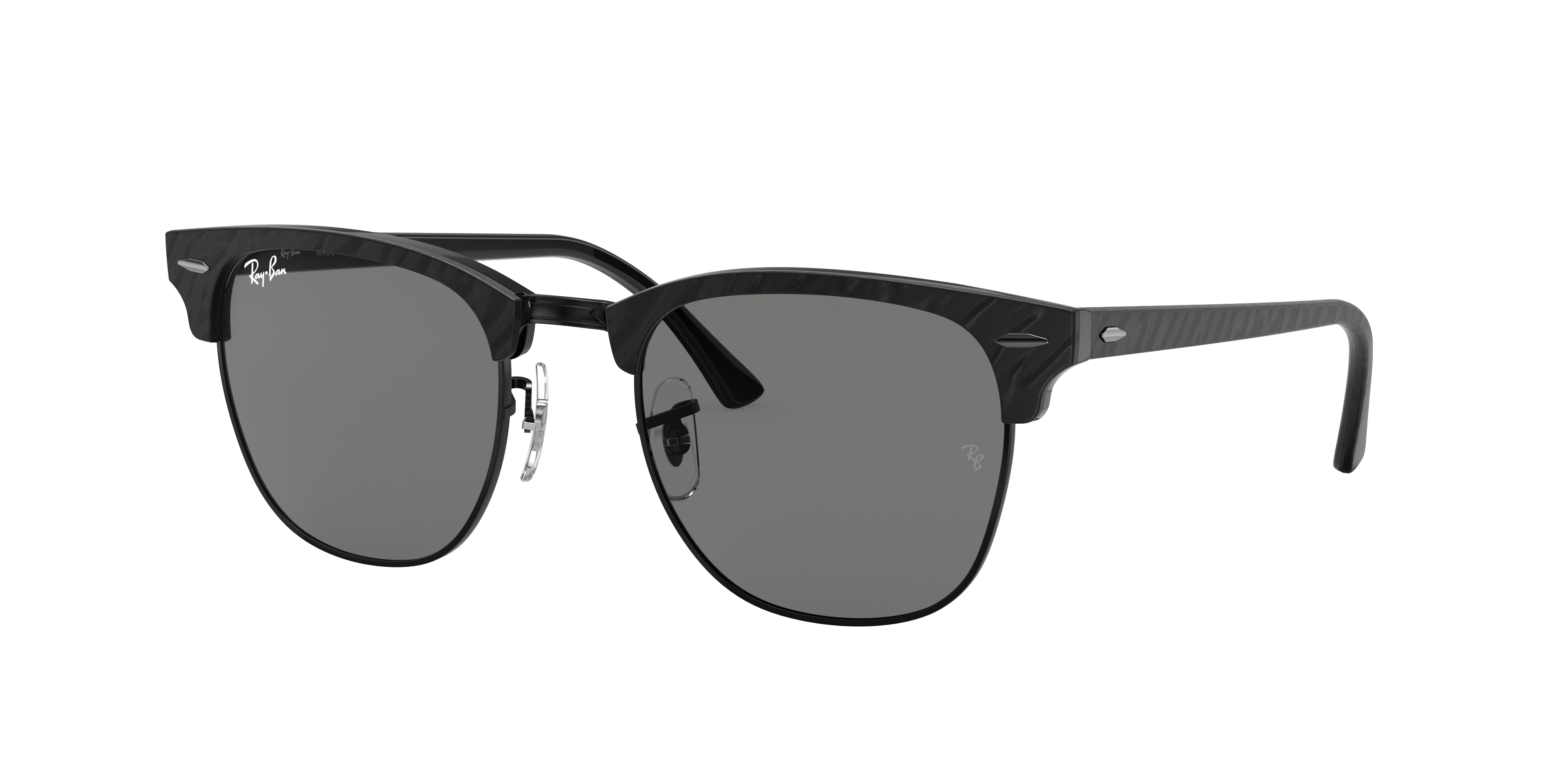 Ray-Ban Unisex Sunglass Clubmaster Marble -  Frame color: Black, Lens color: Dark Grey