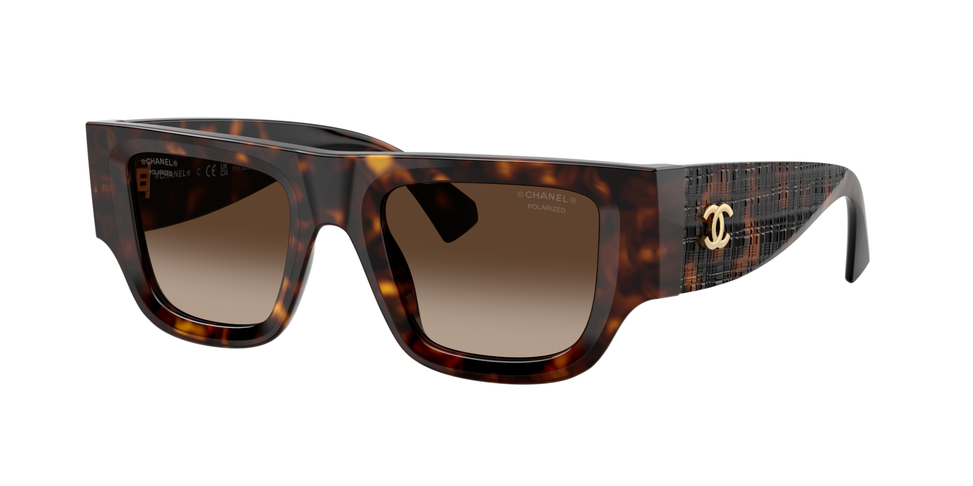 Chanel Woman Sunglass Square Sunglasses CH5570 -  Frame color: Dark Havana, Lens color: Gradient Brown