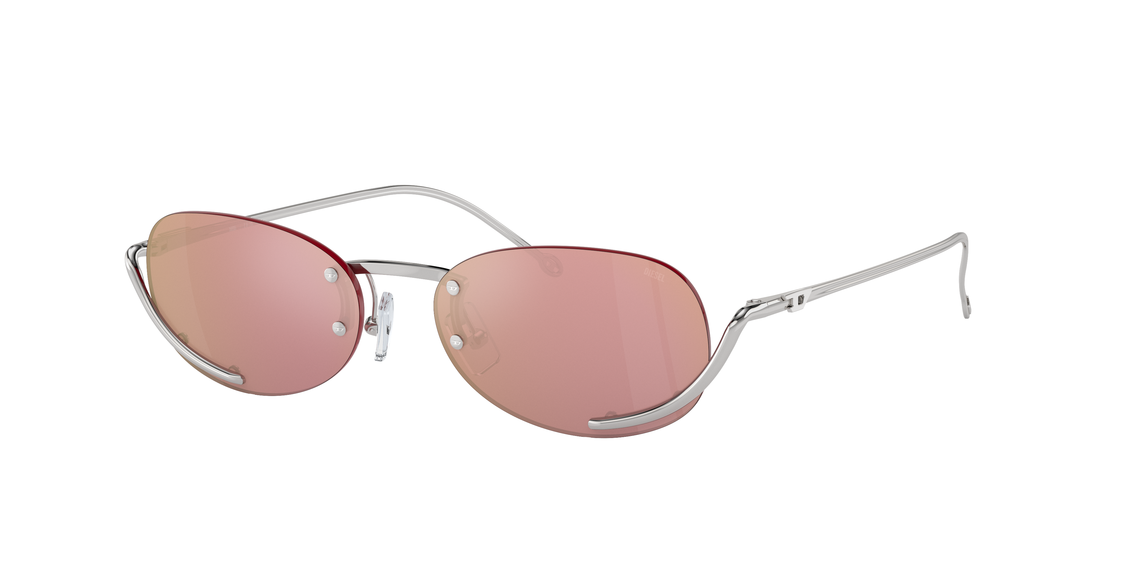 Diesel Unisex Sunglass DL1004 -  Frame color: Shiny Silver, Lens color: Pink Mirror Pink
