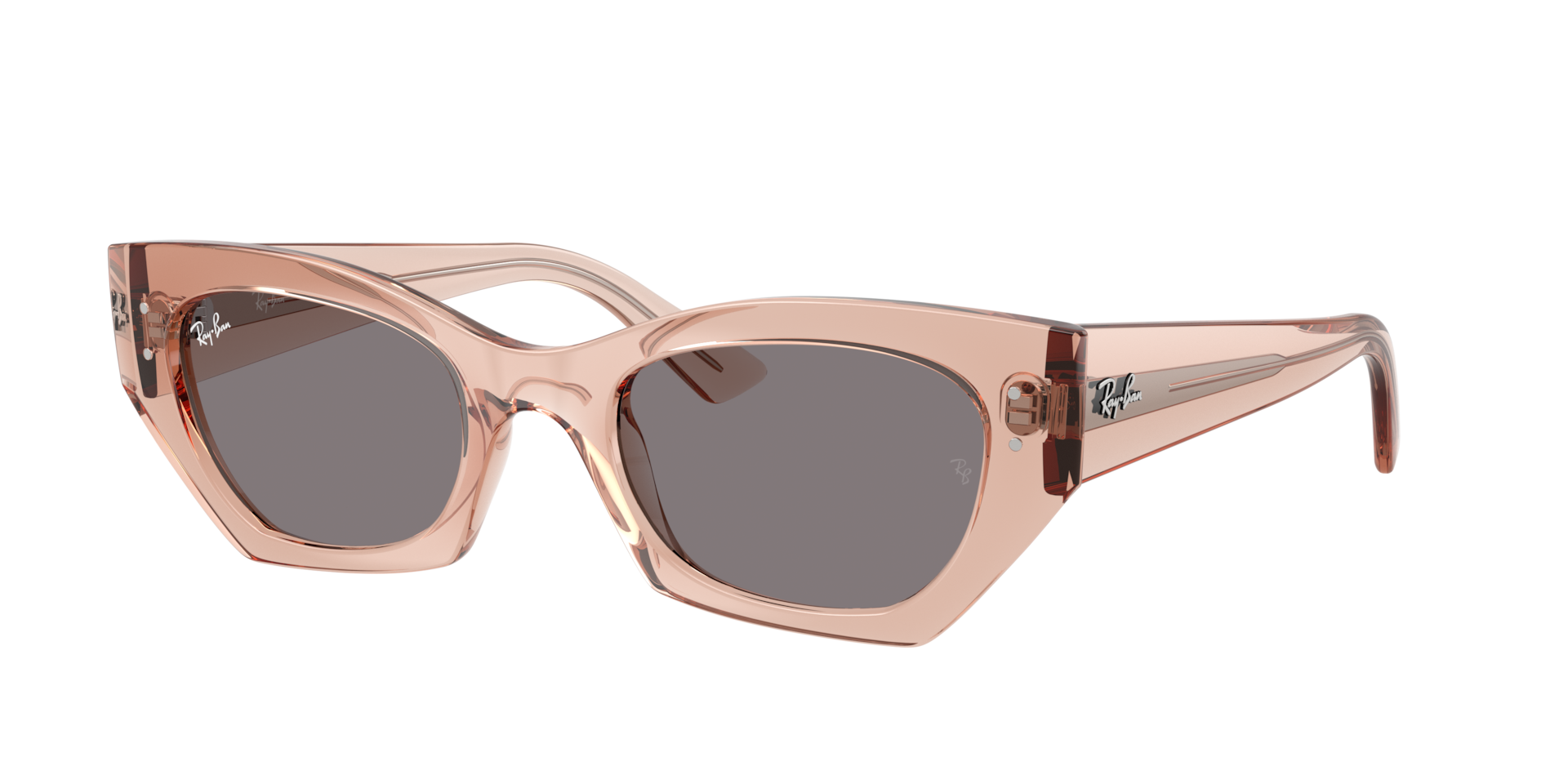 Ray-Ban Unisex Sunglass Zena Bio-Based -  Framekleur: Transparant Roze, Lenskleur: Bruin
