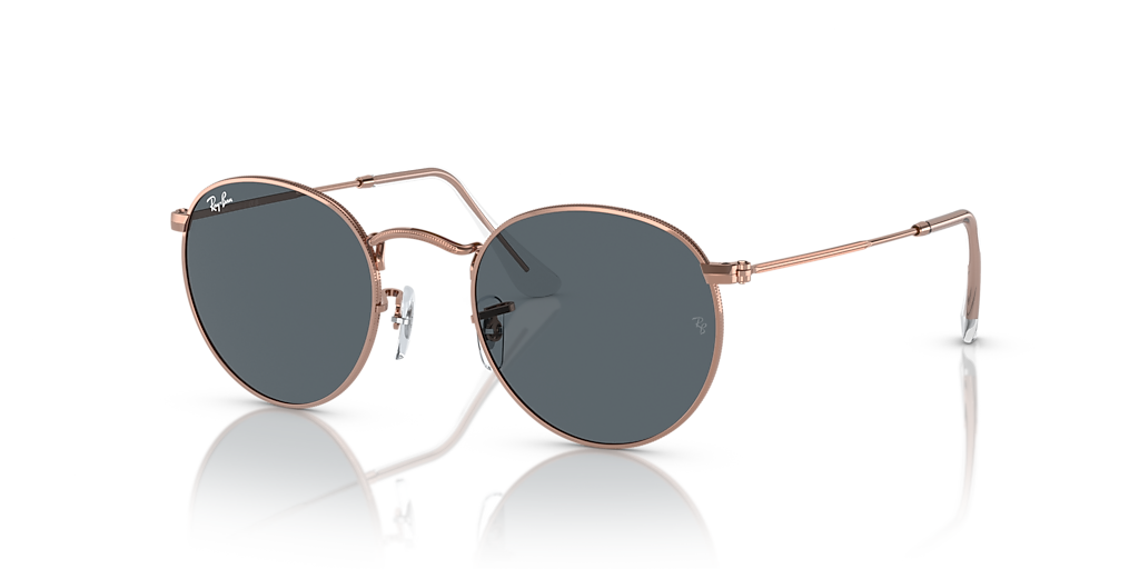 Ray-Ban Round Metal Rose Gold S (50 - 21) with Blue lenses and