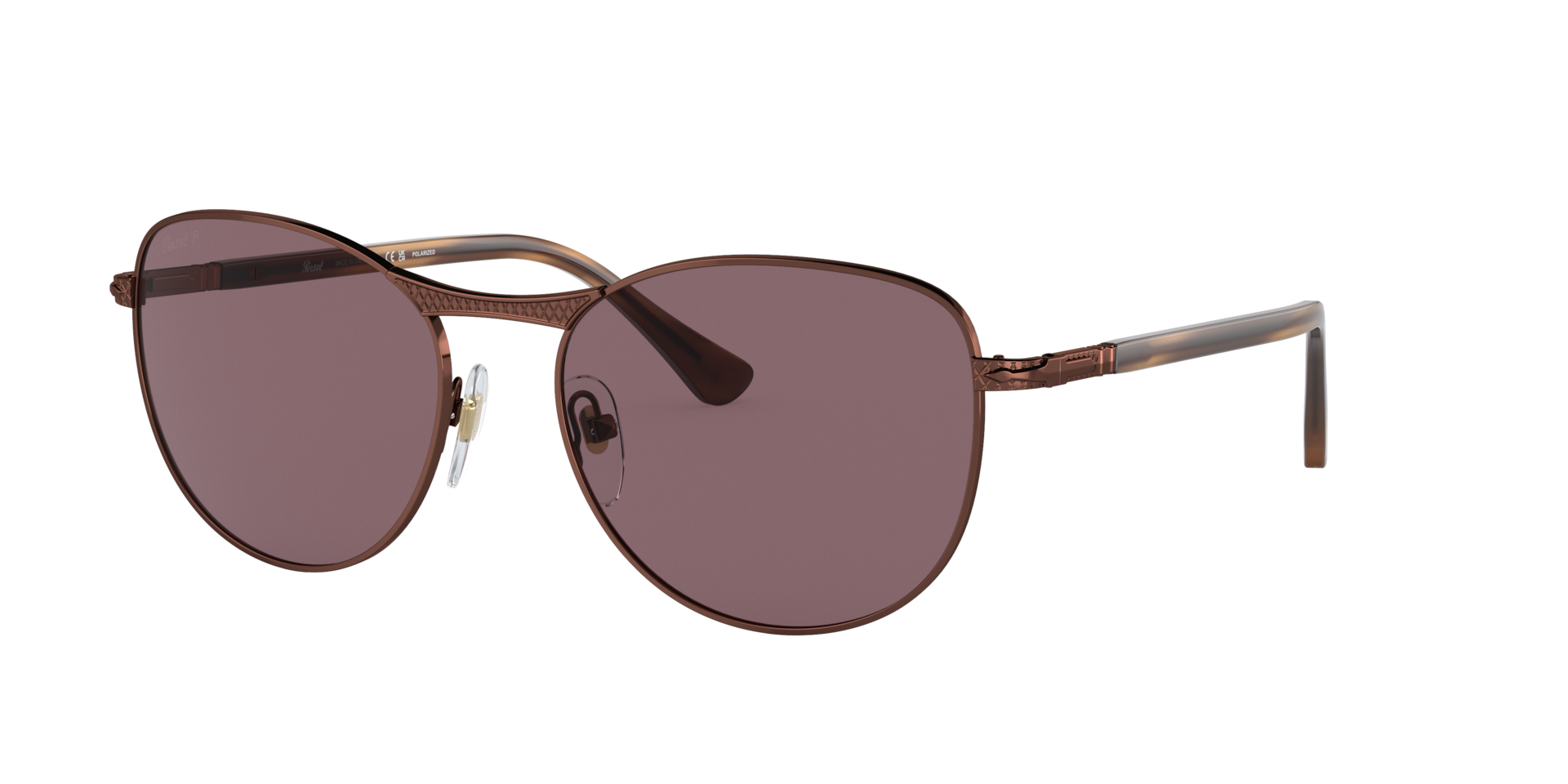 Persol Unisex Sunglass PO1002S -  Frame color: Shiny Brown, Lens color: Dark Violet Polarised