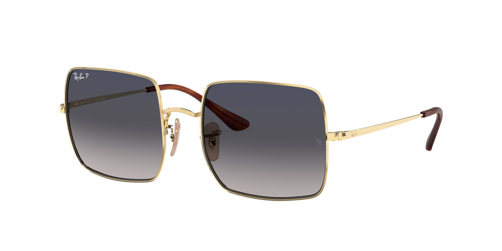 Ray-Ban Square Womens Polished Gold Blue Grey Gradient Polarized RB1971 Metal - One Size - Image 6
