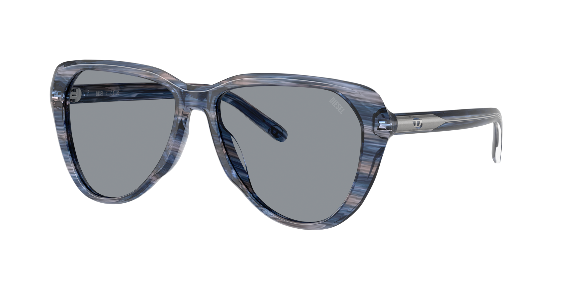Diesel Unisex Sunglass DL2011U -  Frame color: Striated Blue, Lens color: Grey