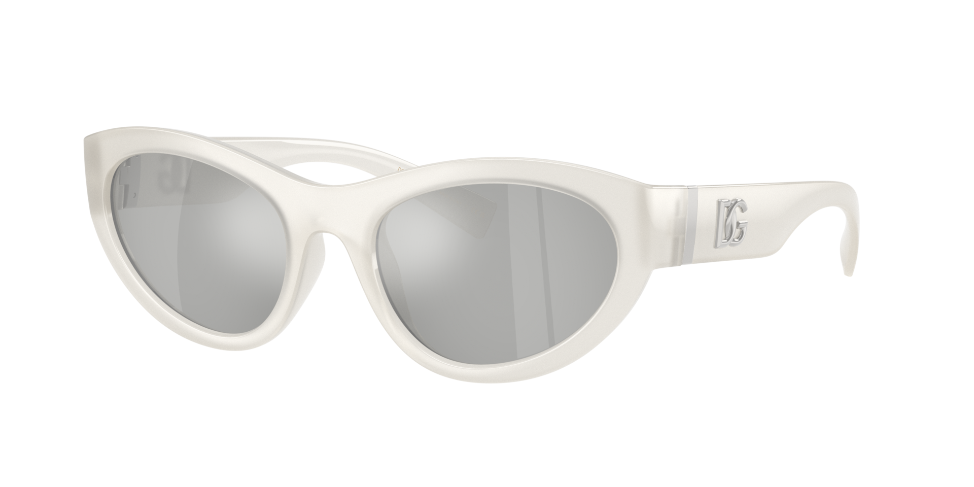 Dolce&Gabbana Frau Sunglass DG6207 - Rahmenfarbe: Weiß milchig, Linsenfarbe: Klar Silber verspiegelt
