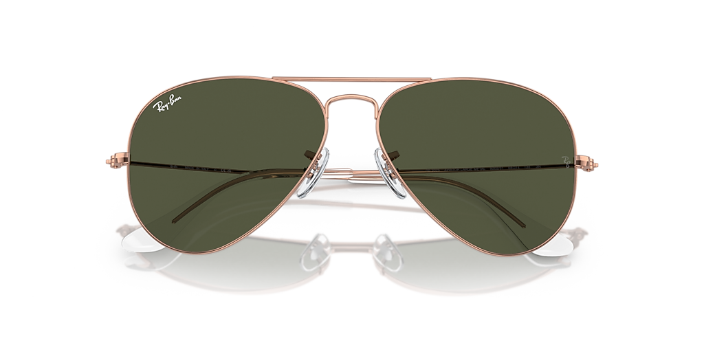 Ray-Ban Aviator Rose Gold XXL (62 - 14) with Green lenses and Pink