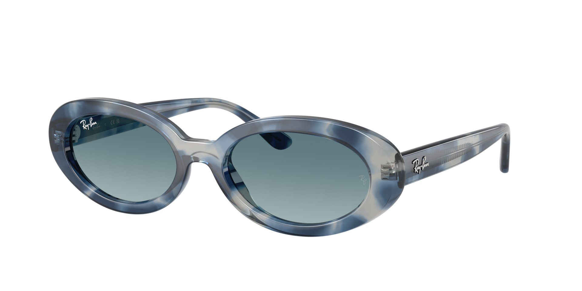 Ray-Ban Femme Sunglass RB2223 - Couleur du Monture: Opal Blue Havana, Couleur de Lentille: Gris dégradé bleu