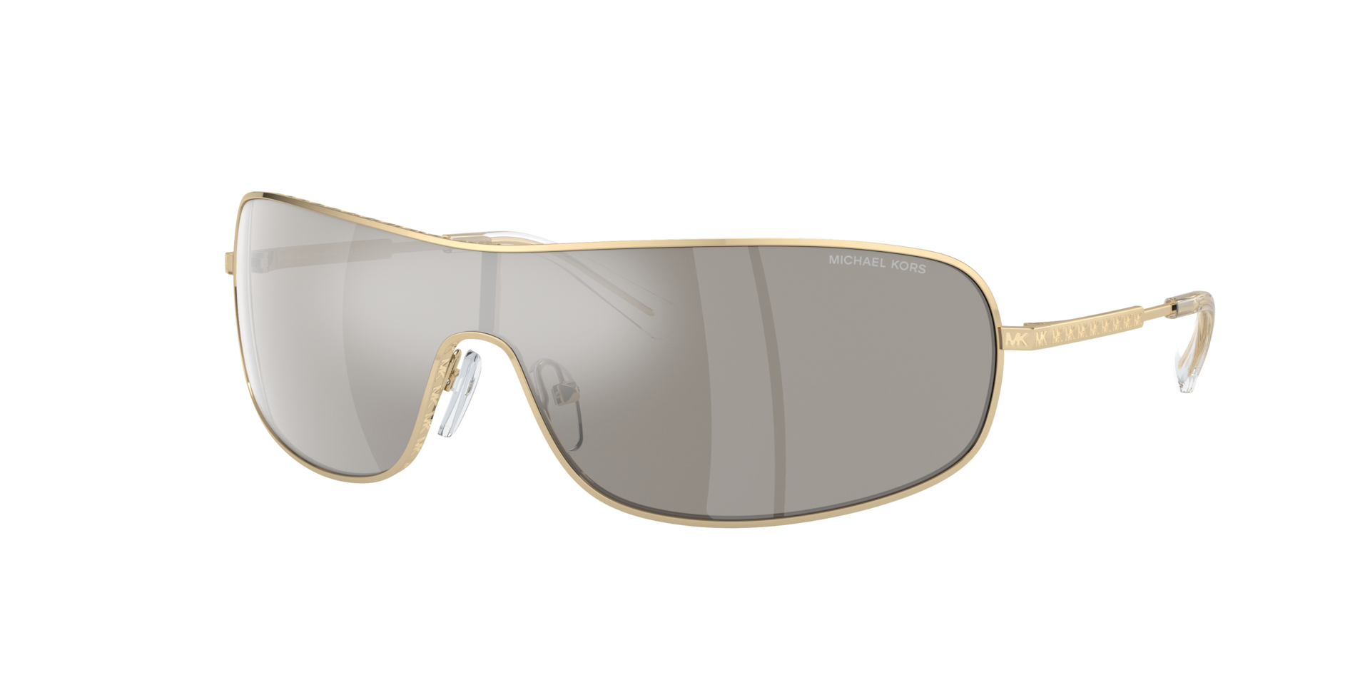 Michael Kors Femme Sunglass Aix - Couleur du Monture: Doré clair, Couleur de Lentille: Argent effet miroir