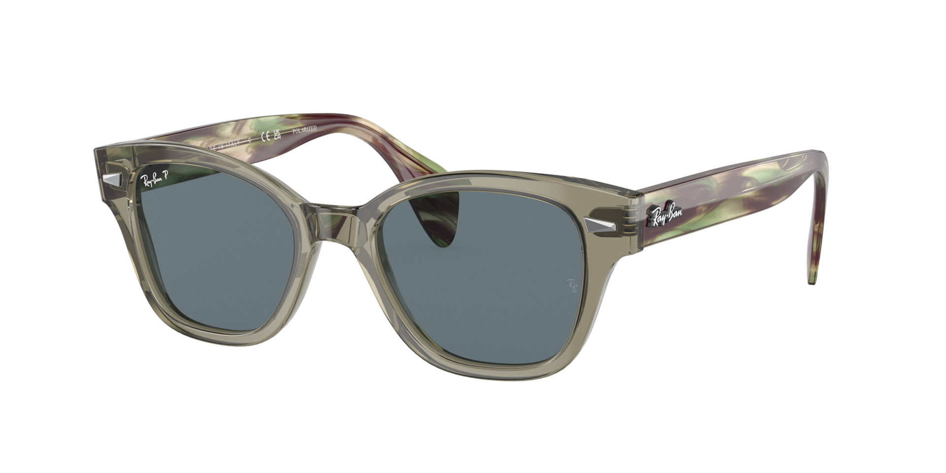 Ray-Ban Unisex Sunglass RB0880S -  Frame color: Transparent Green, Lens color: Dark Blue Polarized