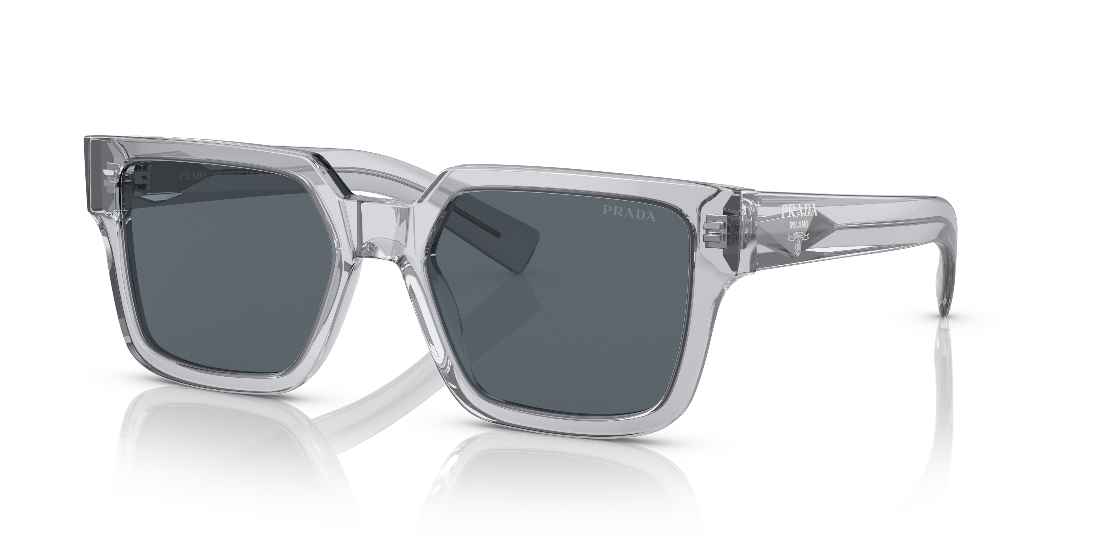 Prada PR 03ZS M (54 - 19) com Lentes Azul e Armação Cinza