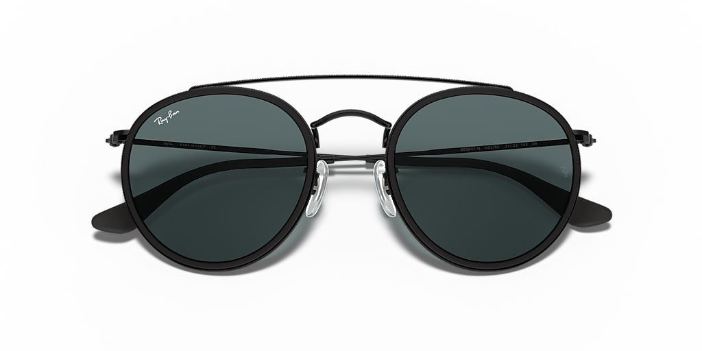 Ray-Ban Round Double Bridge M (51 - 22) with Blue lenses and Black