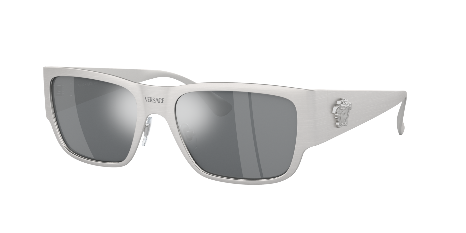 Versace Homme Sunglass VE2262 - Couleur du Monture Argent Couleur de Lentille Noir Effet Miroir Gris Clair 168$