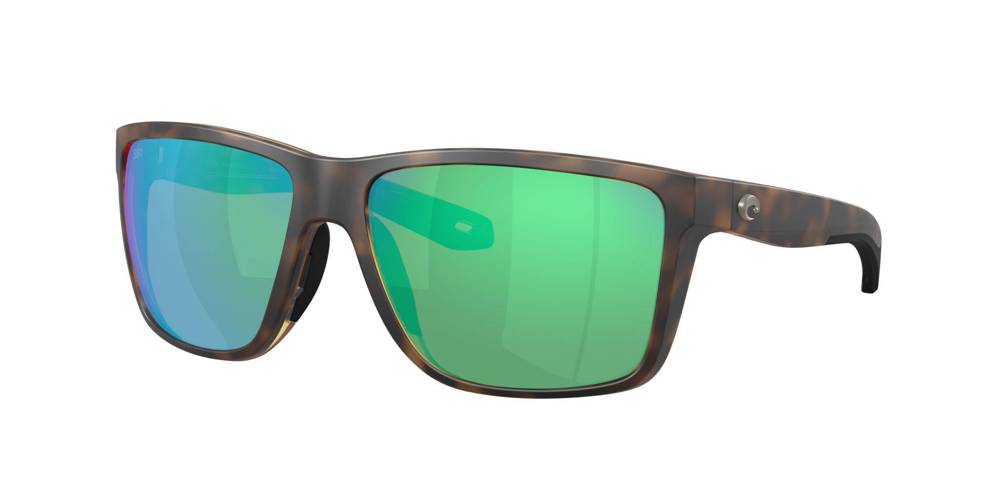 Costa Broadbill II 580G Polarized Sunglasses, in Matte Tortoise Frame/Green Mirror Lens | by West Marine