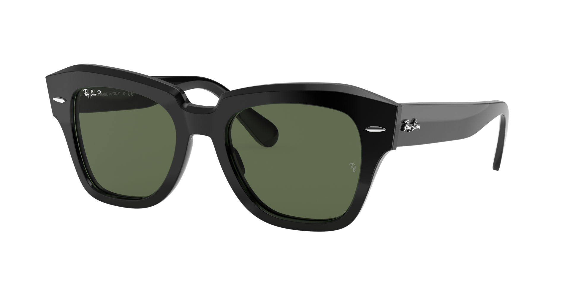 Ray-Ban Sunglasses State Street - Black Frame Green Lenses Polarized 49-20, RB2186 - Image 3