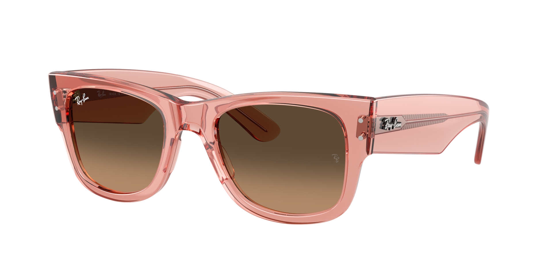 Ray-Ban Unisex Sunglass Mega Wayfarer - Couleur du Monture: Rose transparent, Couleur de Lentille: Noir dégradé Marron