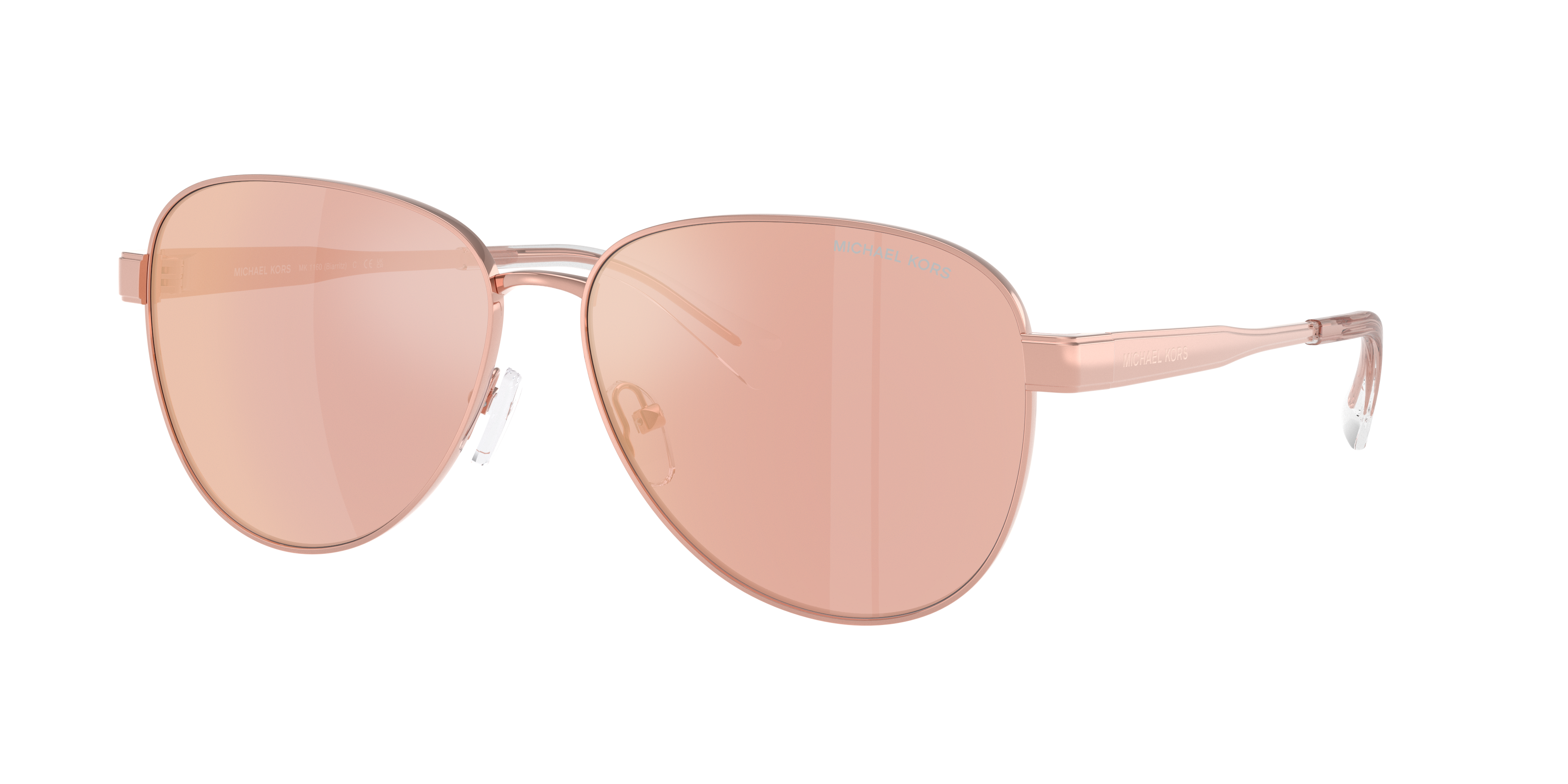 Michael Kors Woman Sunglass Biarritz -  Frame color: Rose Gold, Lens color: Rose Gold Mirror