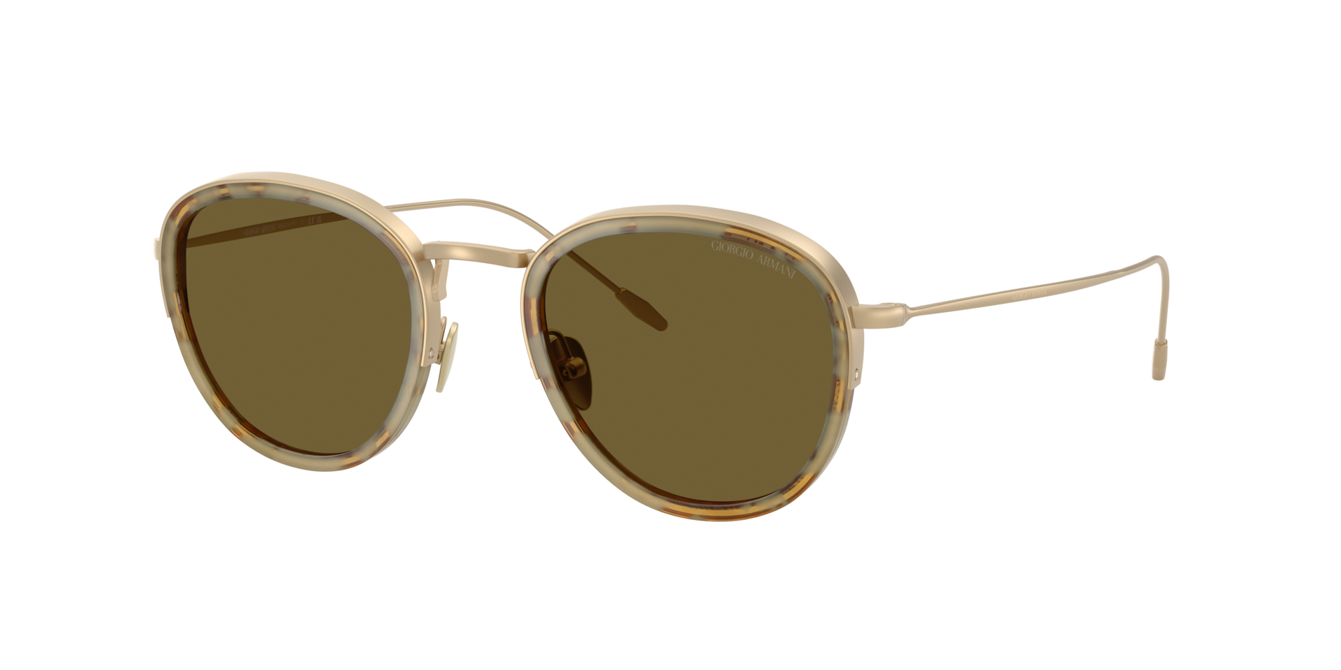 Giorgio Armani Man Sunglass AR6068 -  Frame color: Matte Pale Gold, Lens color: Dark Brown