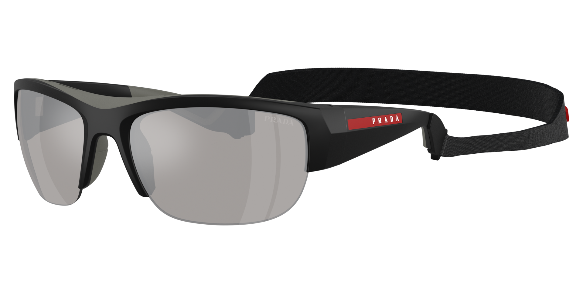 Prada Linea Rossa Man Sunglass PS A01S -  Frame color: Nero Opaco, Lens color: Light Grey Mirror Silver