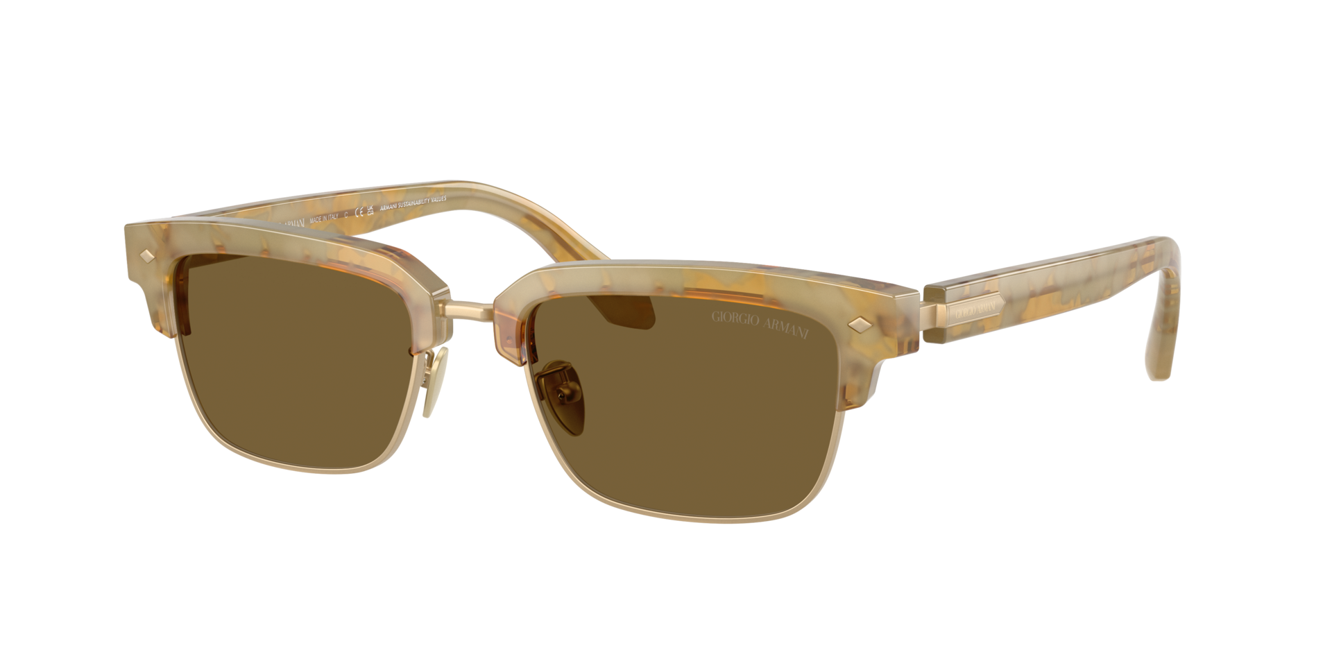Giorgio Armani Brown Ar8243 630073 Man Sunglasses Acetate Turtle Squared Normal - Image 3