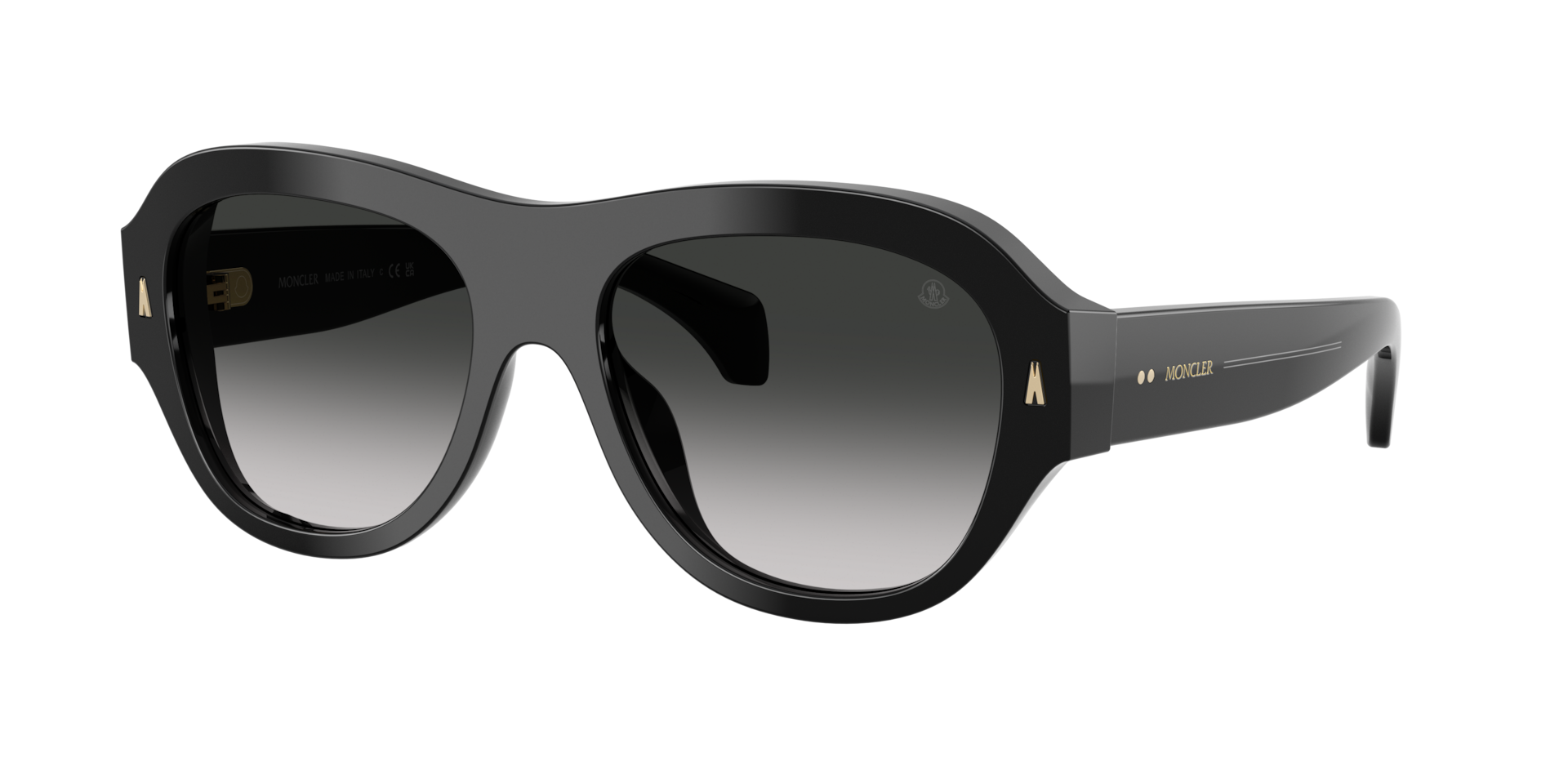 Moncler Unisex Sunglass ME6015U Elevane -  Frame color: Shiny Black, Lens color: Dark Gradient Grey