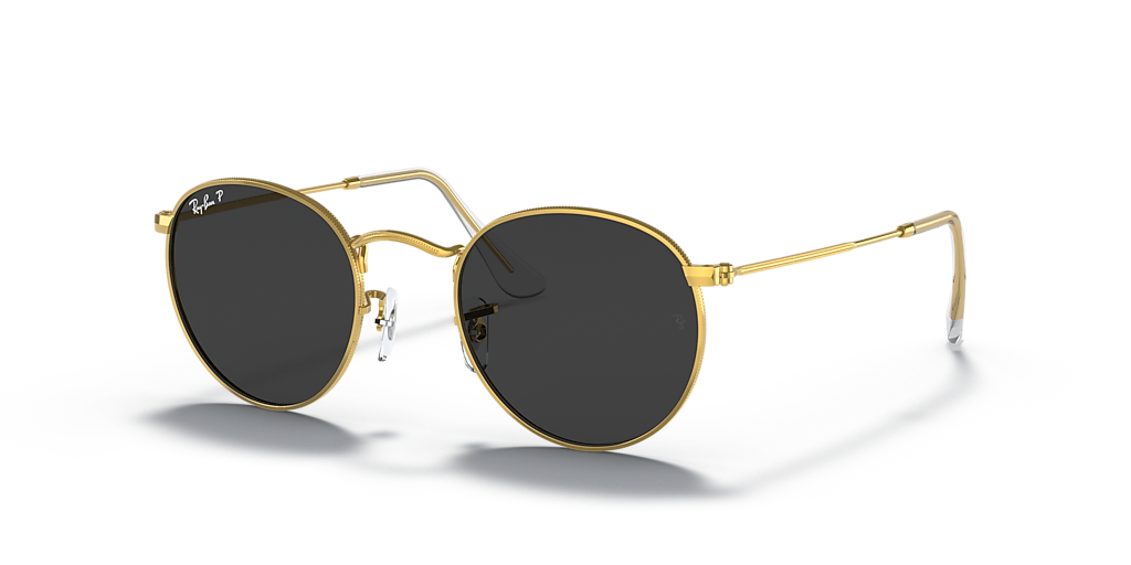 Ray-Ban Round Metal S (50 - 21) with Black lenses and Gold frame
