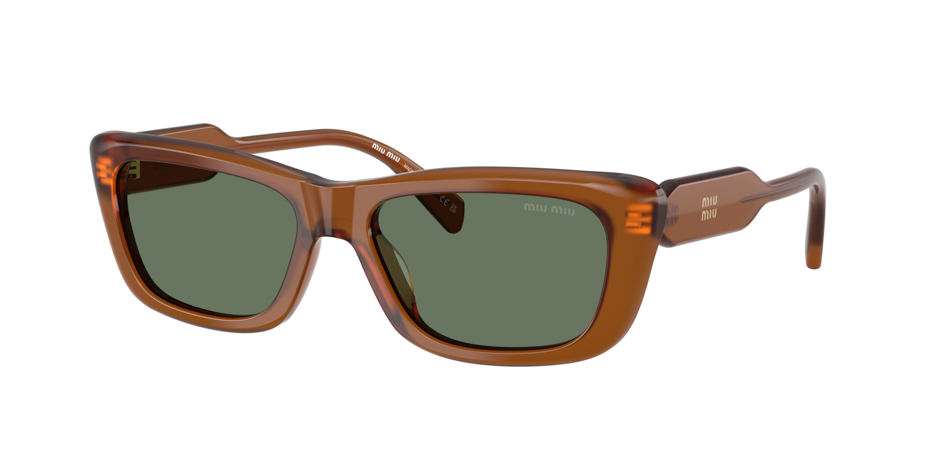 Miu Miu Woman Sunglass MU B12S -  Frame color: Amber, Lens color: Dark Green