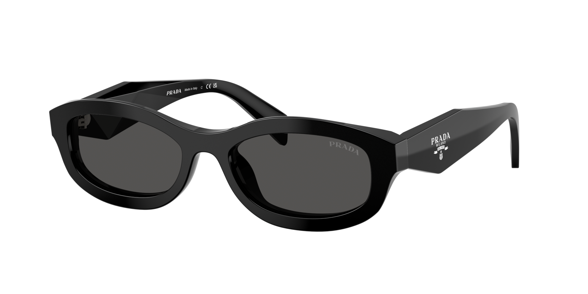 Prada Frau Sunglass PR D24S - Rahmenfarbe: Schwarz, Linsenfarbe: Dunkelgrau