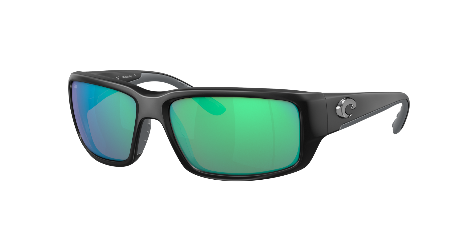 COSTA Man Sunglasses Fantail  -  Frame color: Matte Black, Lens color: Green Mirror