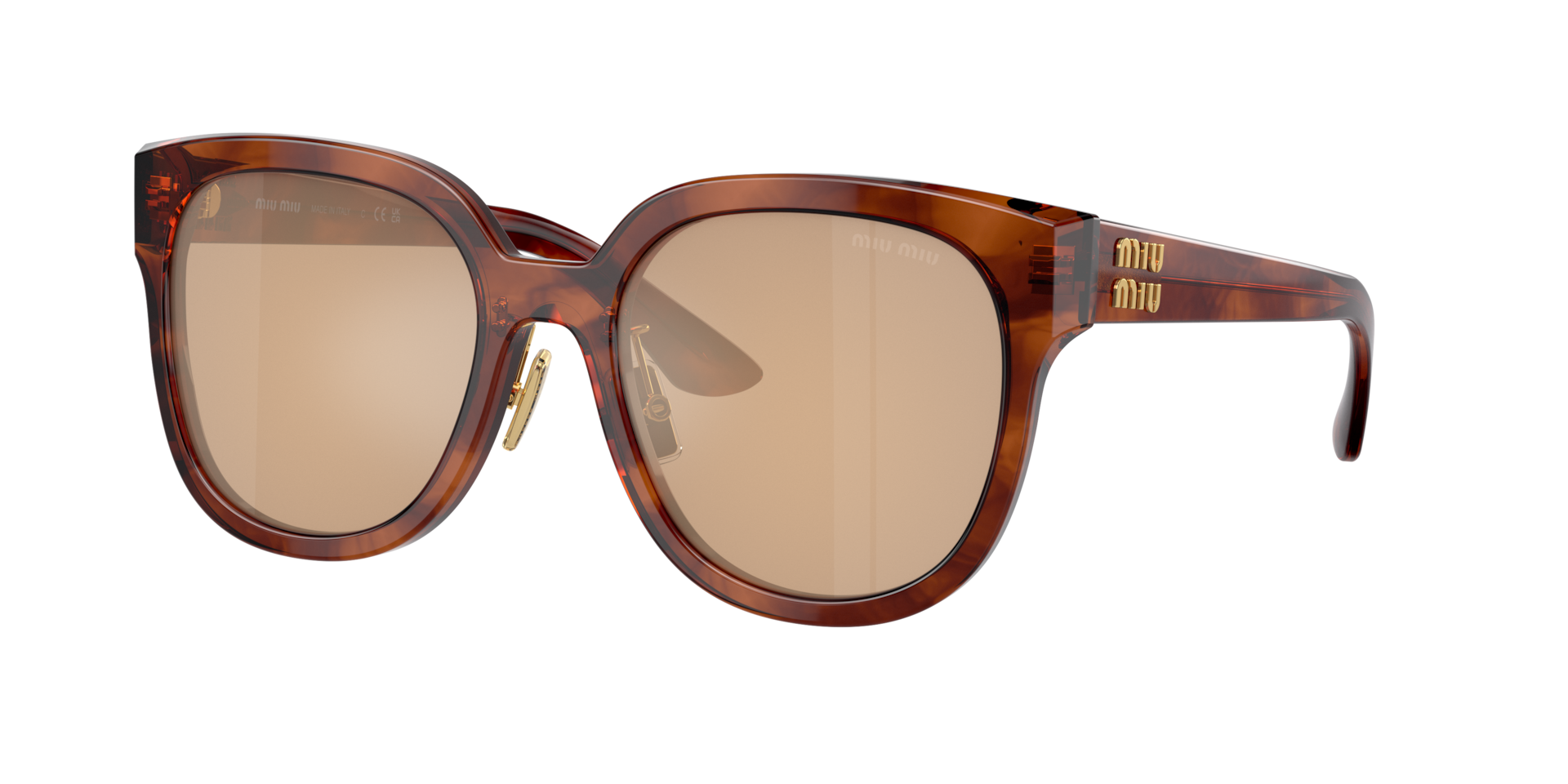 Miu Miu Femme Sunglass MU 01ZS - Couleur du Monture Rayures Tabac Couleur de Lentille Orange miroir argent intrieur 217 €