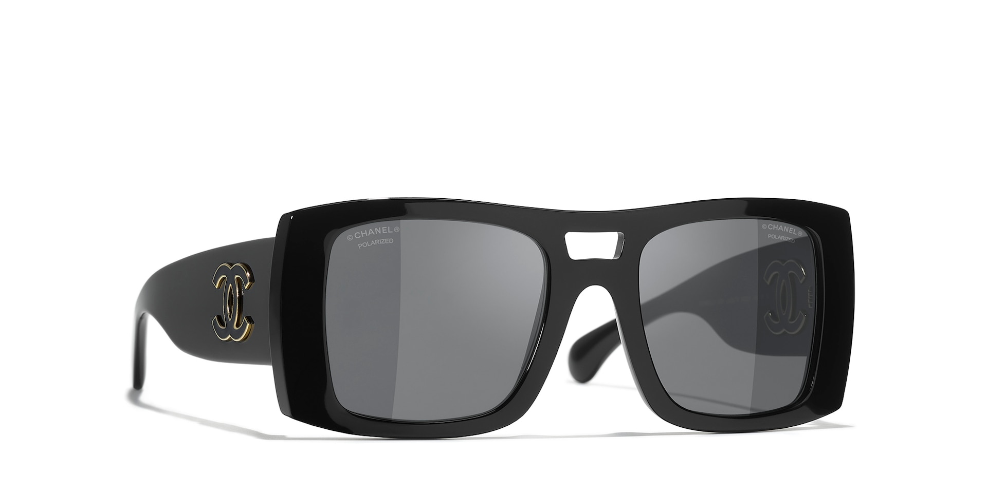 Chanel Femme Sunglass Square Sunglasses CH5539 - Couleur du Monture Noir Couleur de Lentille Gris 520 €