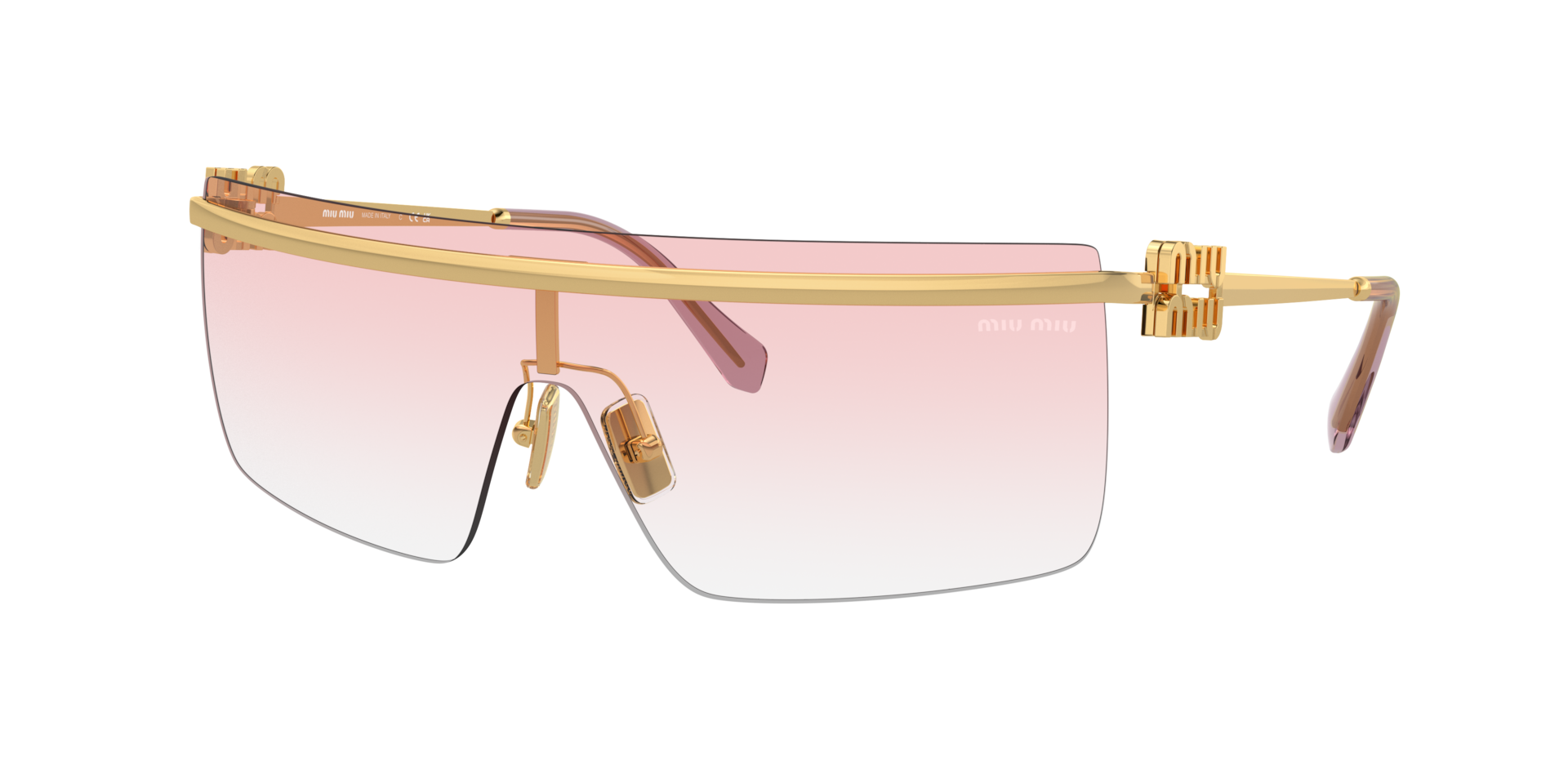 Miu Miu Femme Sunglass MU 50ZS - Couleur du Monture Or Couleur de Lentille Rose dgrad Incolore 273 €