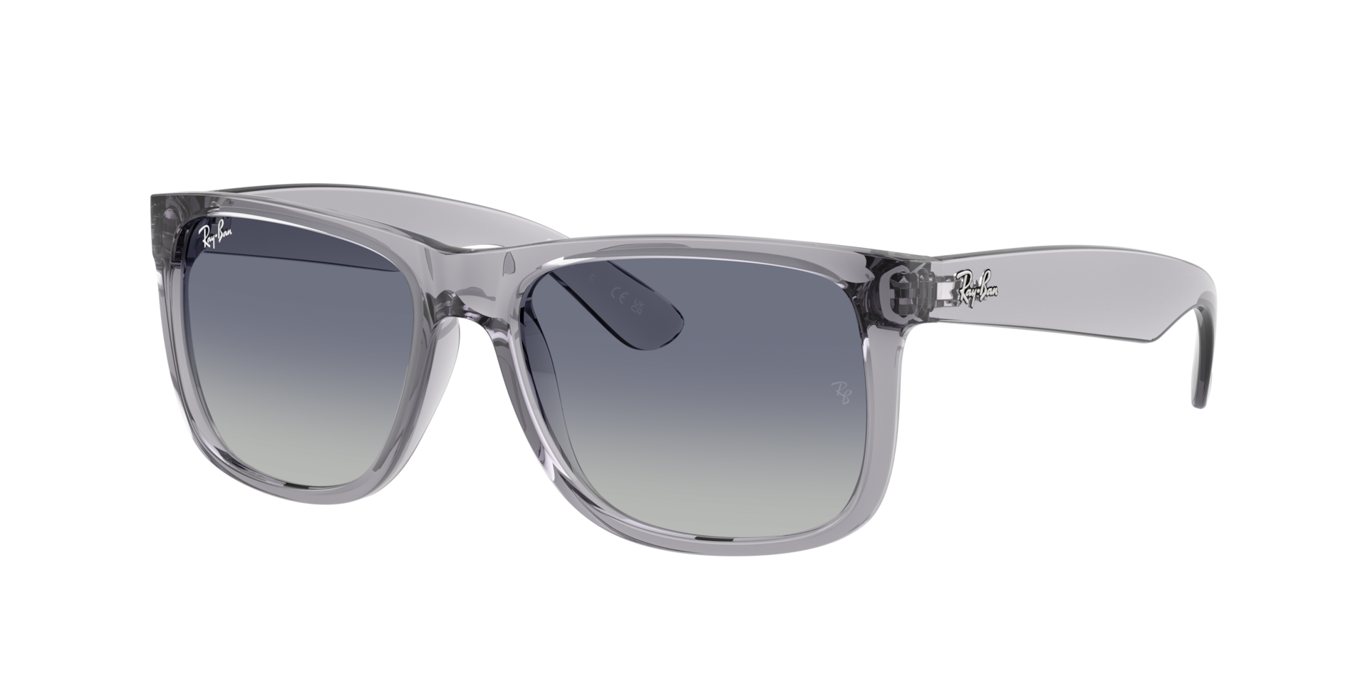 Ray-Ban Mannelijk Sunglass Justin Classic -  Framekleur: Transparant grijs, Lenskleur: Lichtgrijs gradiënt donkerblauw