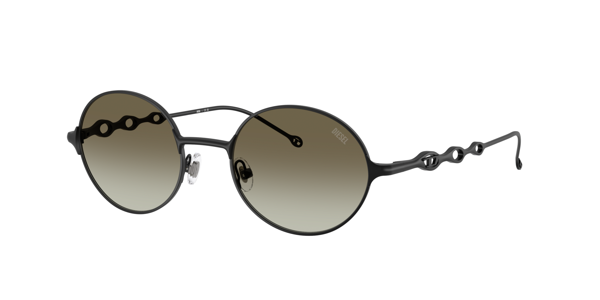 Diesel Unisex Sunglass DL1008 -  Frame color: Powder Matte Black, Lens color: Light Green Gradient