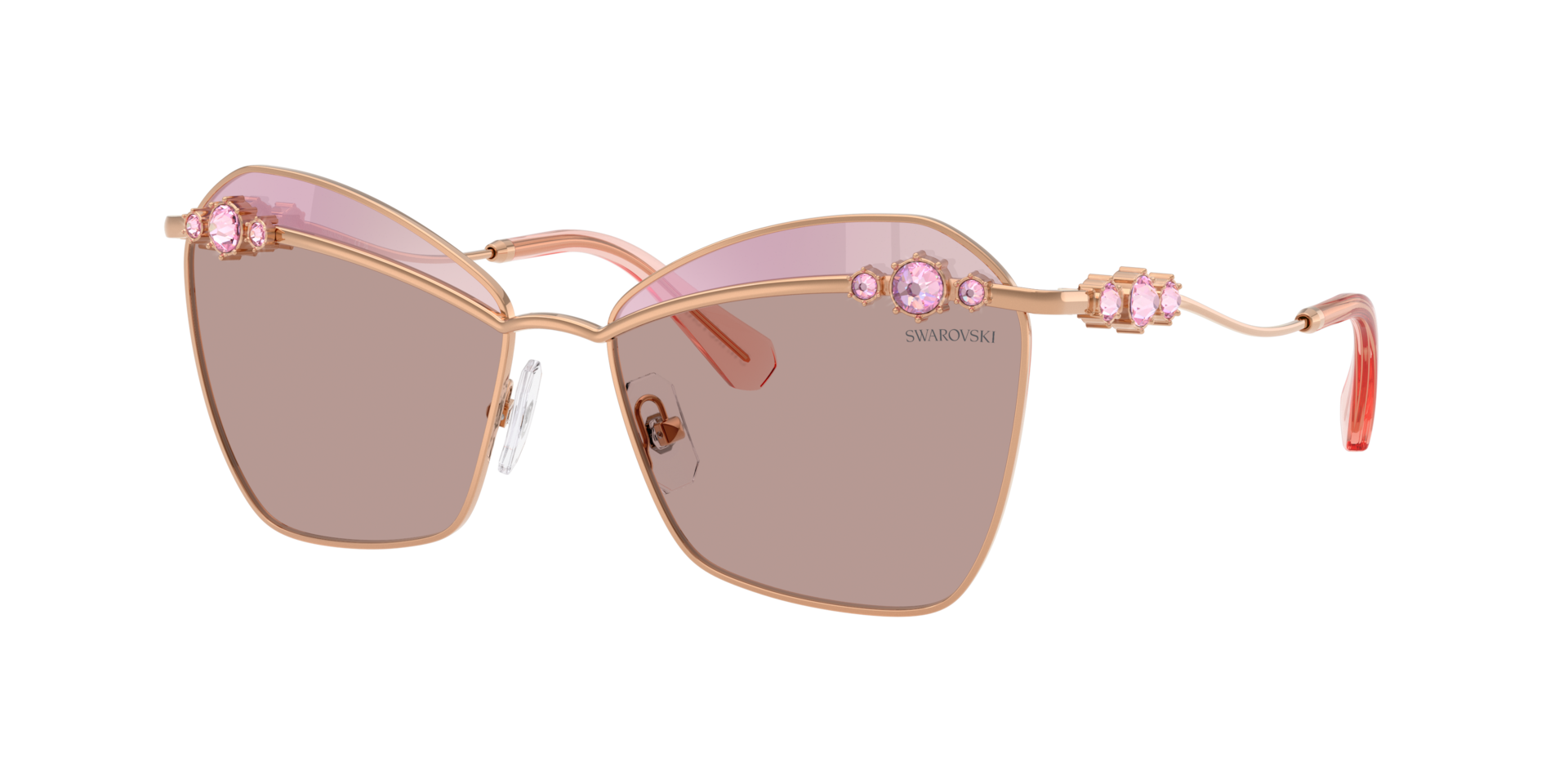 Swarovski Woman Sunglass SK7040 -  Frame color: Rose Gold, Lens color: Purple Brown Tampo Swarovski Pink