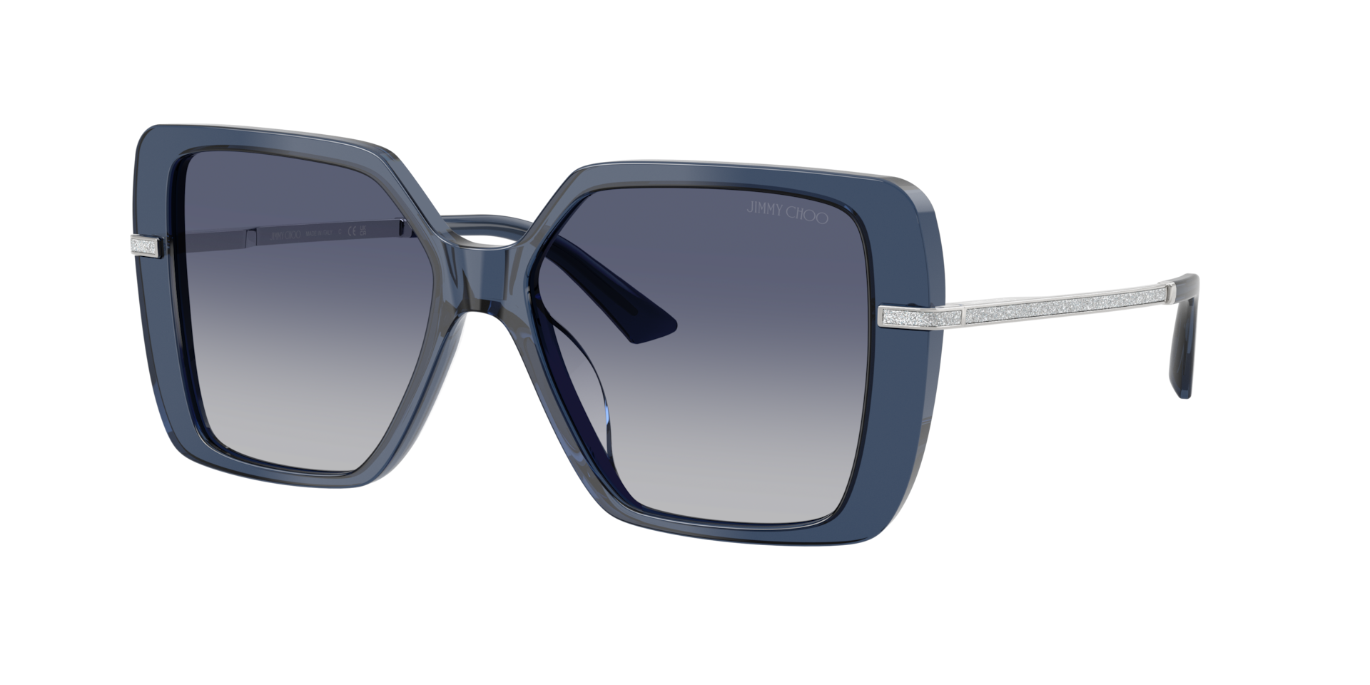 Jimmy Choo Frau Sunglass JC5048JU - Rahmenfarbe: Marineblau transparent, Linsenfarbe: Verlaufstönung Blau
