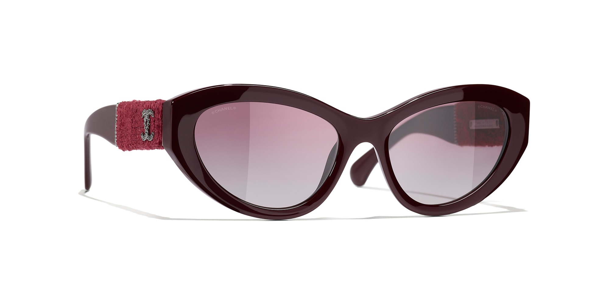 Chanel Woman Sunglass Cat Eye Sunglasses CH5513 -  Frame color: Red Vandome, Lens color: Burgundy