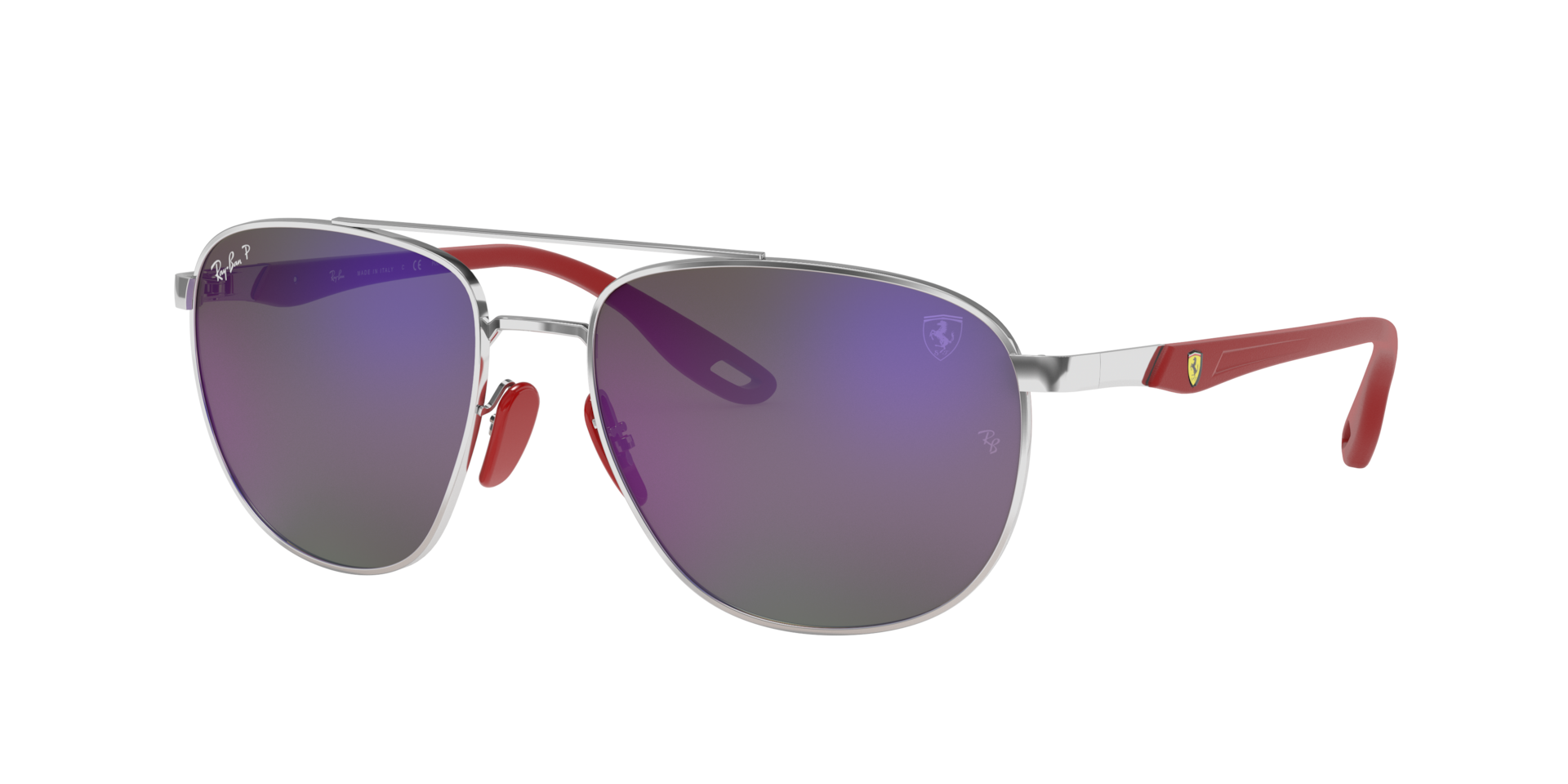 Ray-Ban Man Sunglass RB3659M Scuderia Ferrari Collection Polarized+ Lenses -  Frame color: Silver, Lens color: Blue Polarized
