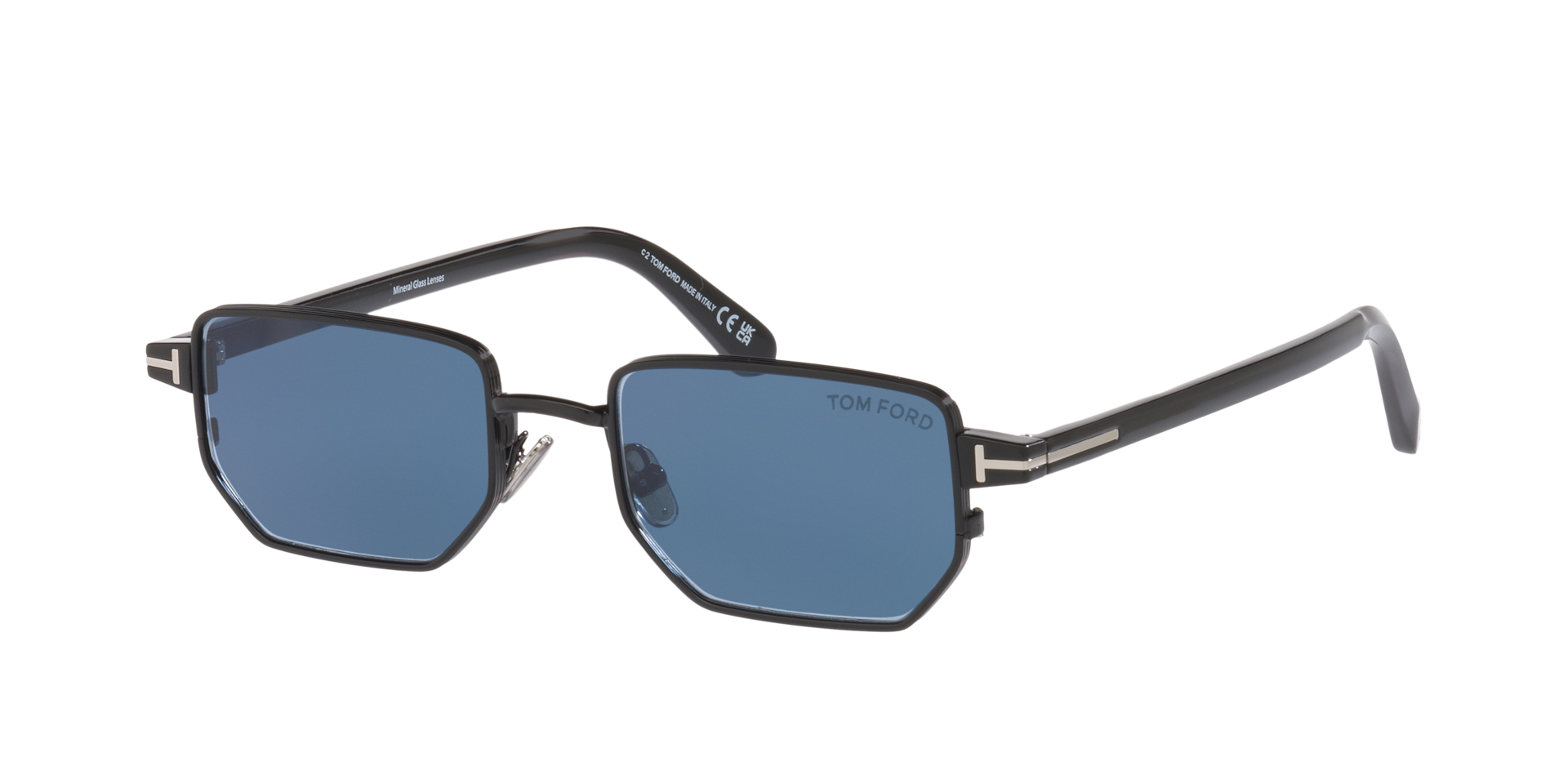 Tom Ford Mann Sunglass Liam-02 - Rahmenfarbe: Glänzendes Schwarz, Linsenfarbe: Blau