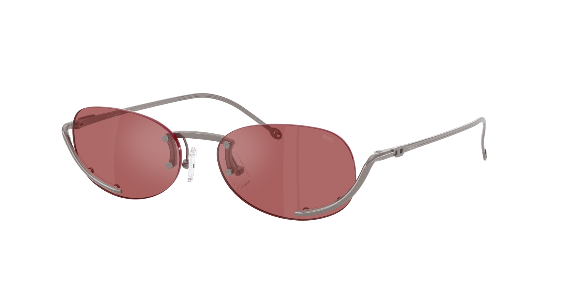 Diesel Unisex Grey/Red Dl1004 115/B5 Sunglasses Metal Round Normal - Image 3