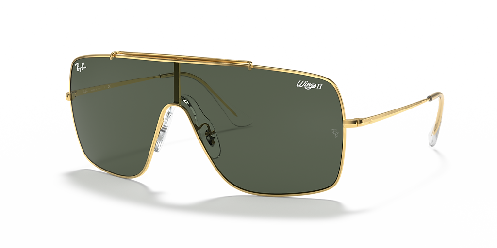 Ray-Ban Wings II XXL (0 - 135) with Green lenses and Gold frame 
